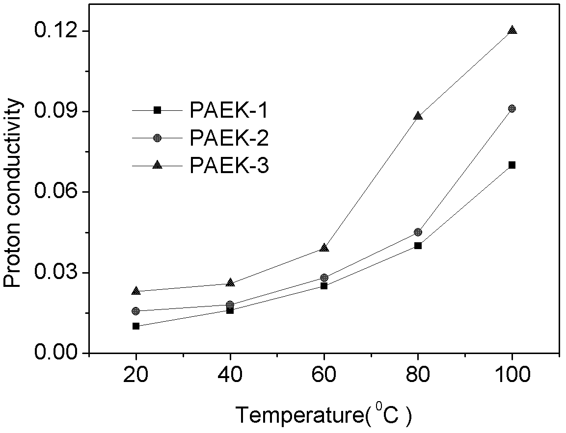 Side-chain sulfonic acid type polyarylether, preparation method thereof and application of polyarylether in preparation of proton exchange membrane