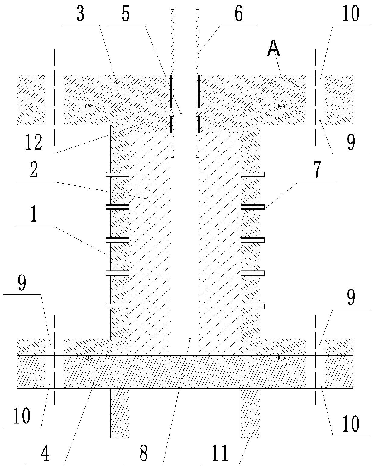 Device and method for evaluating effect of gradient strengthening cementing fluid in deep water weak cementation stratum