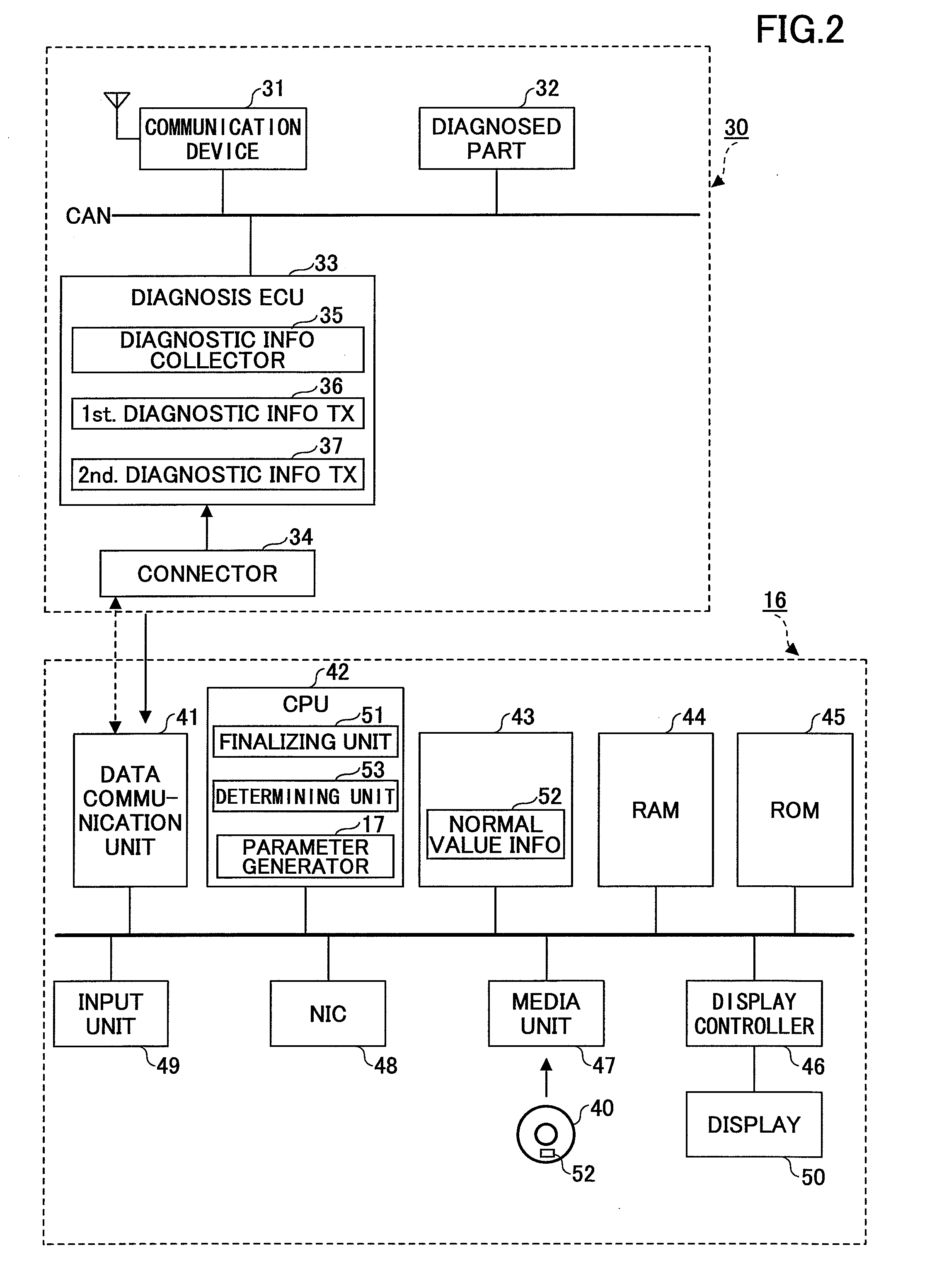 Vehicle diagnosing apparatus, vehicle diagnosing system, and diagnosing method