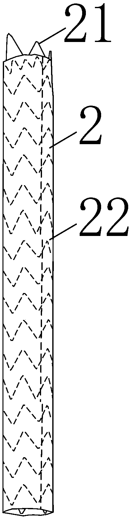 Surgical assembly capable of preventing endoleak and provided with spring coil and chimney stent