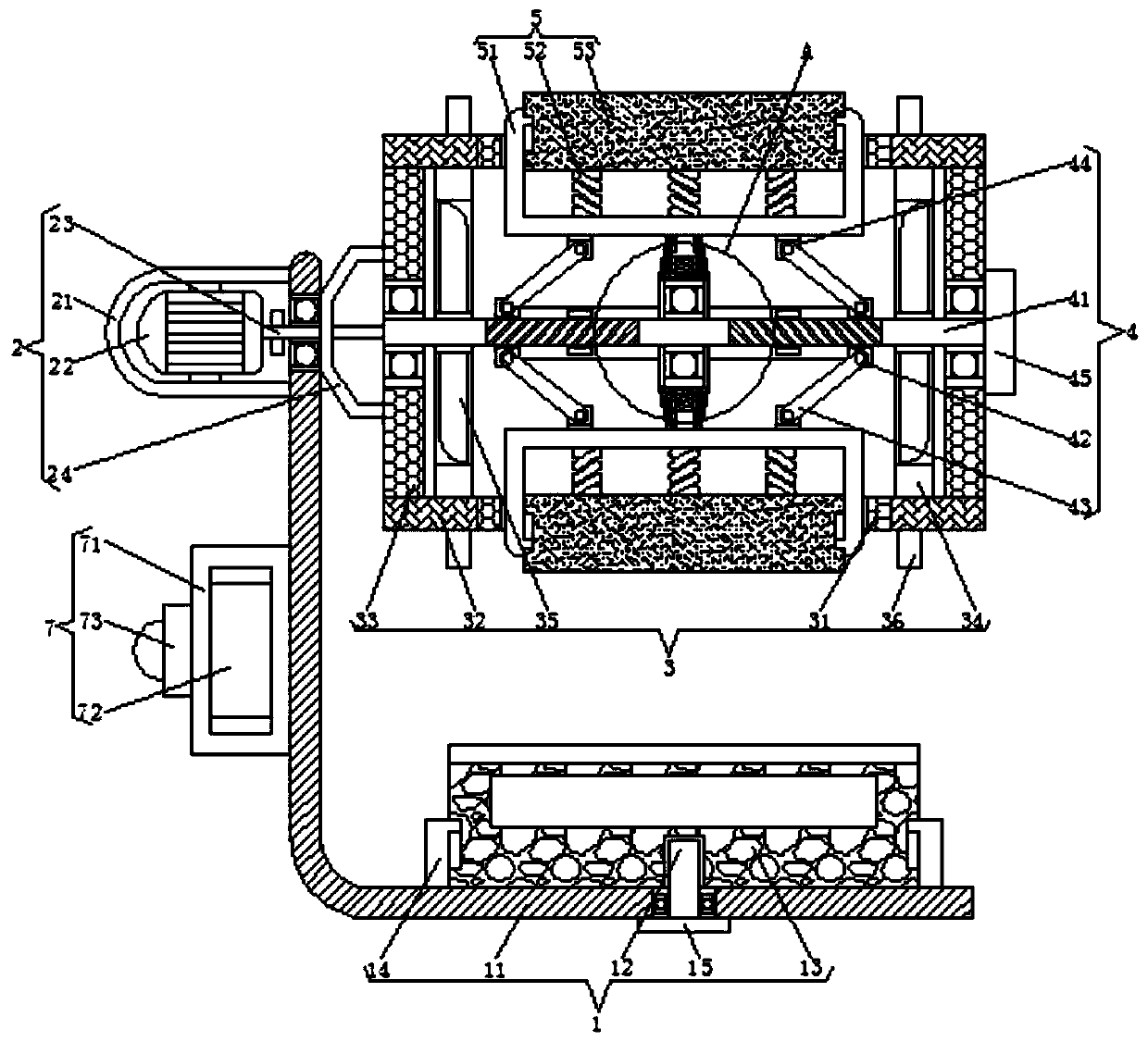 A hand-held rust removal device for the inner wall of the threaded hole for the flange of the automobile hub