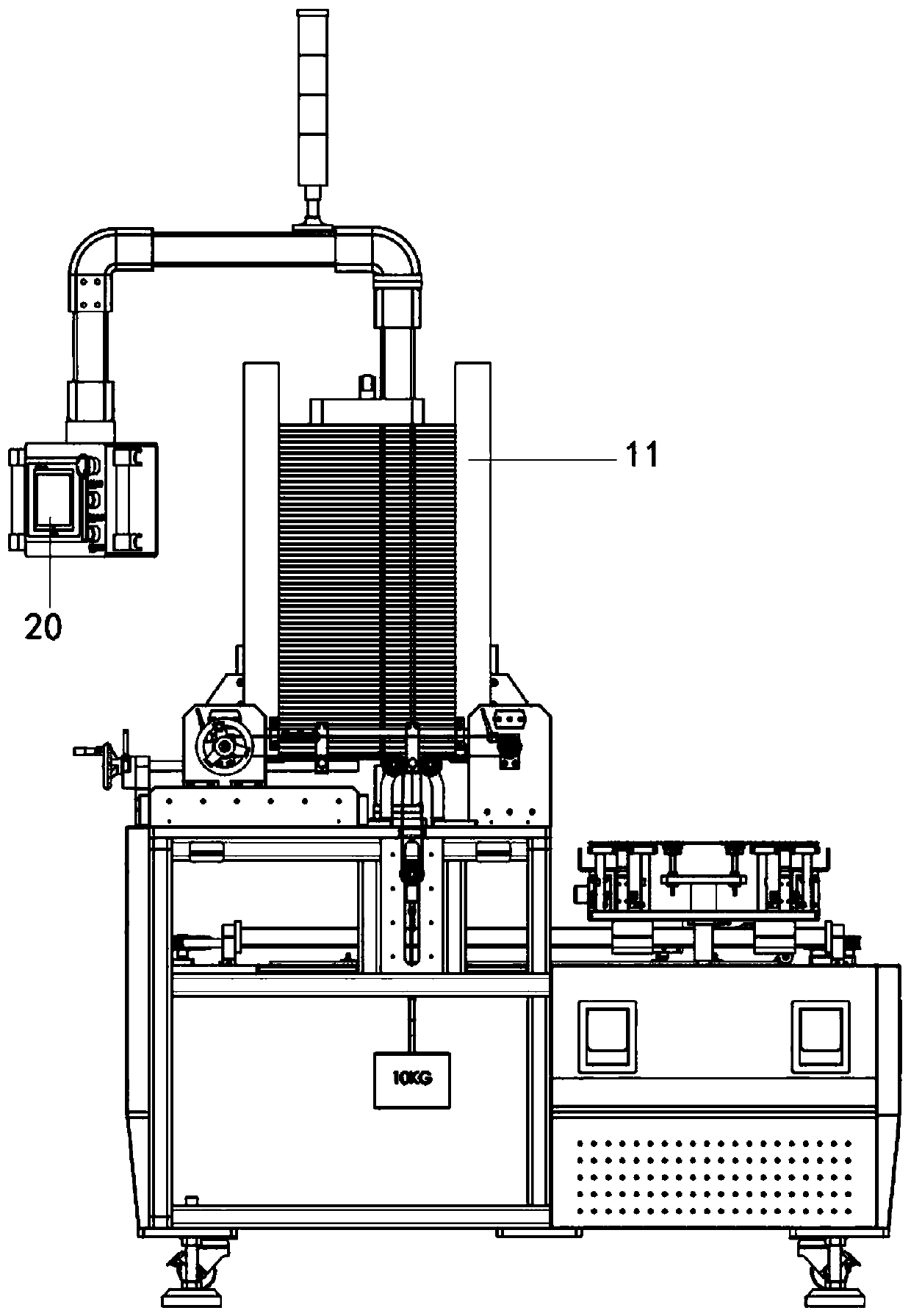 Bottom material distribution machine and material distribution method