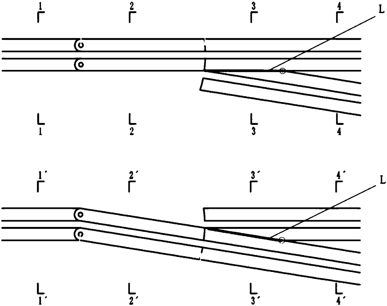 A kind of synchronous switch in the same direction with double-wheel switch for suspension rail