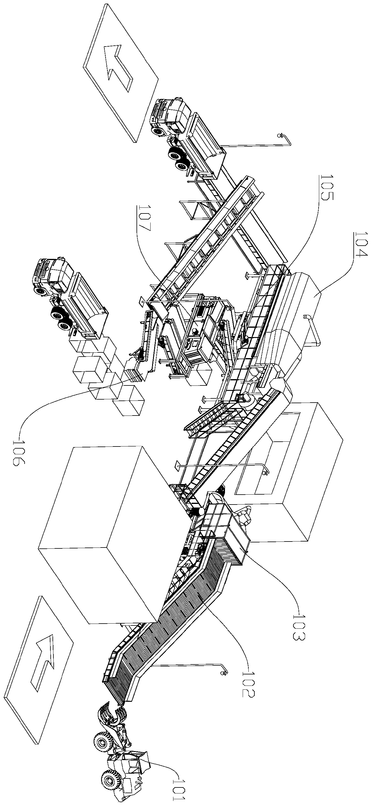 Large garbage treatment process and system