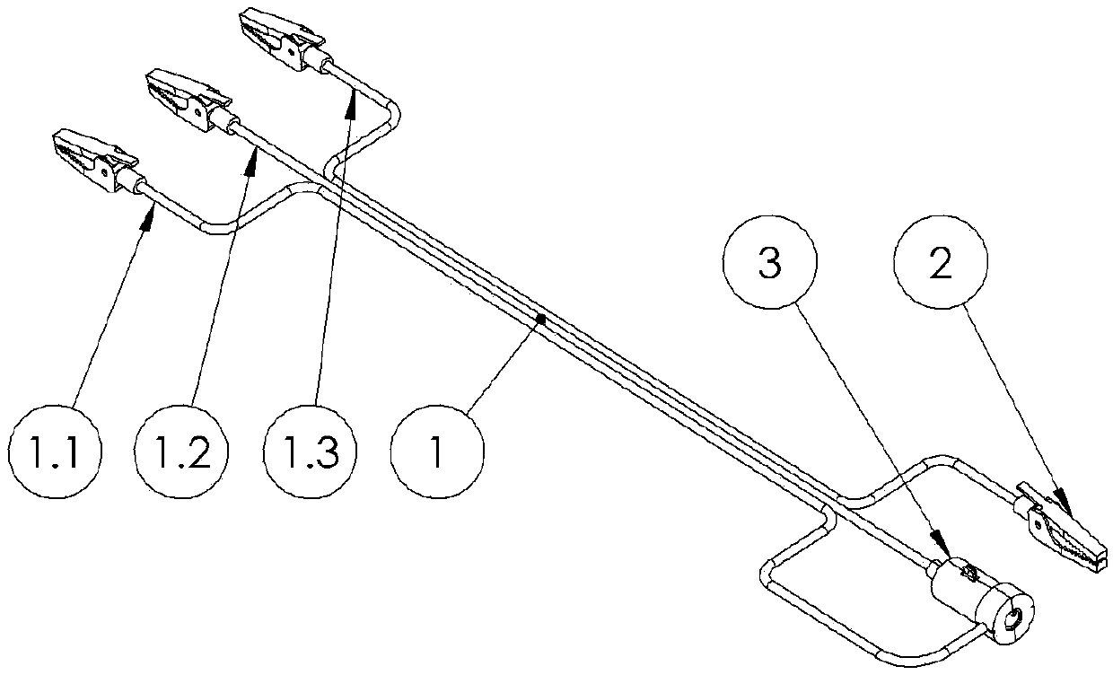 Pacemaker implantation testing line with negative pole and positive pole capable of rotating at the same time