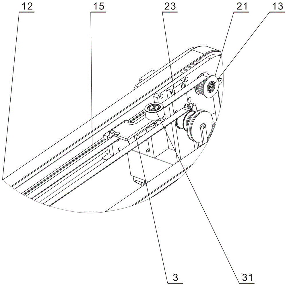 A glass positioning device for a photovoltaic cell string typesetting machine