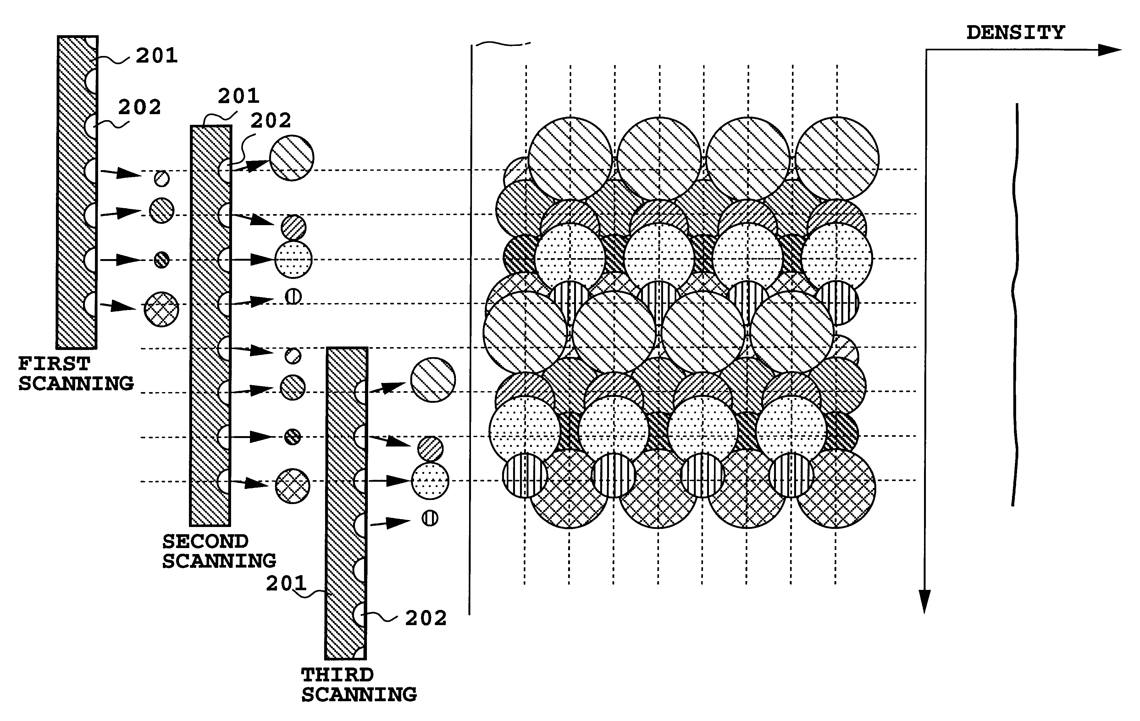 Adjustment method of dot printing positions and a printing apparatus