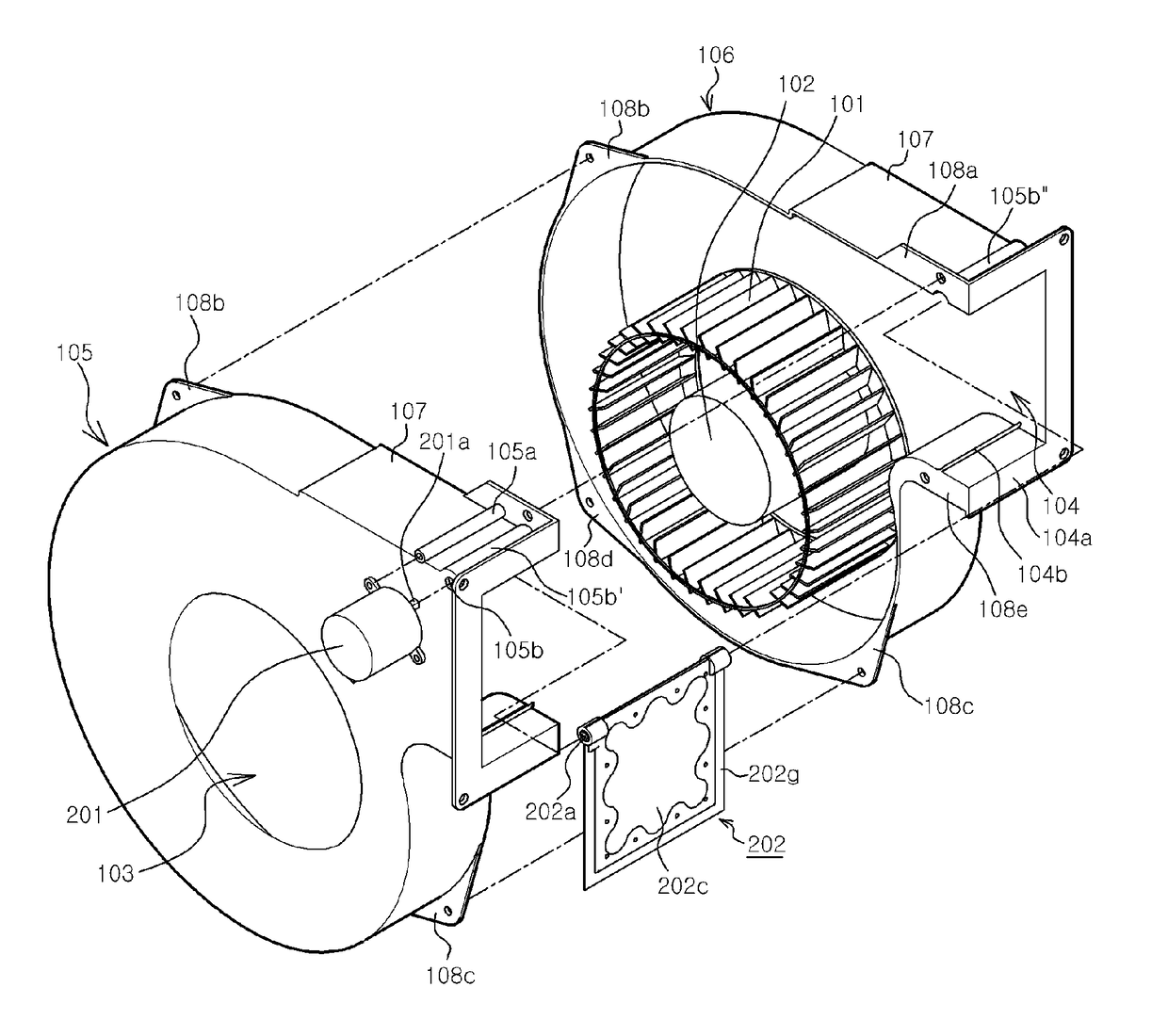 Damper-integrated blower having improved airtightness