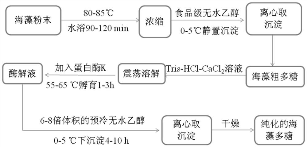 A method for removing impurity protein in seaweed crude polysaccharide