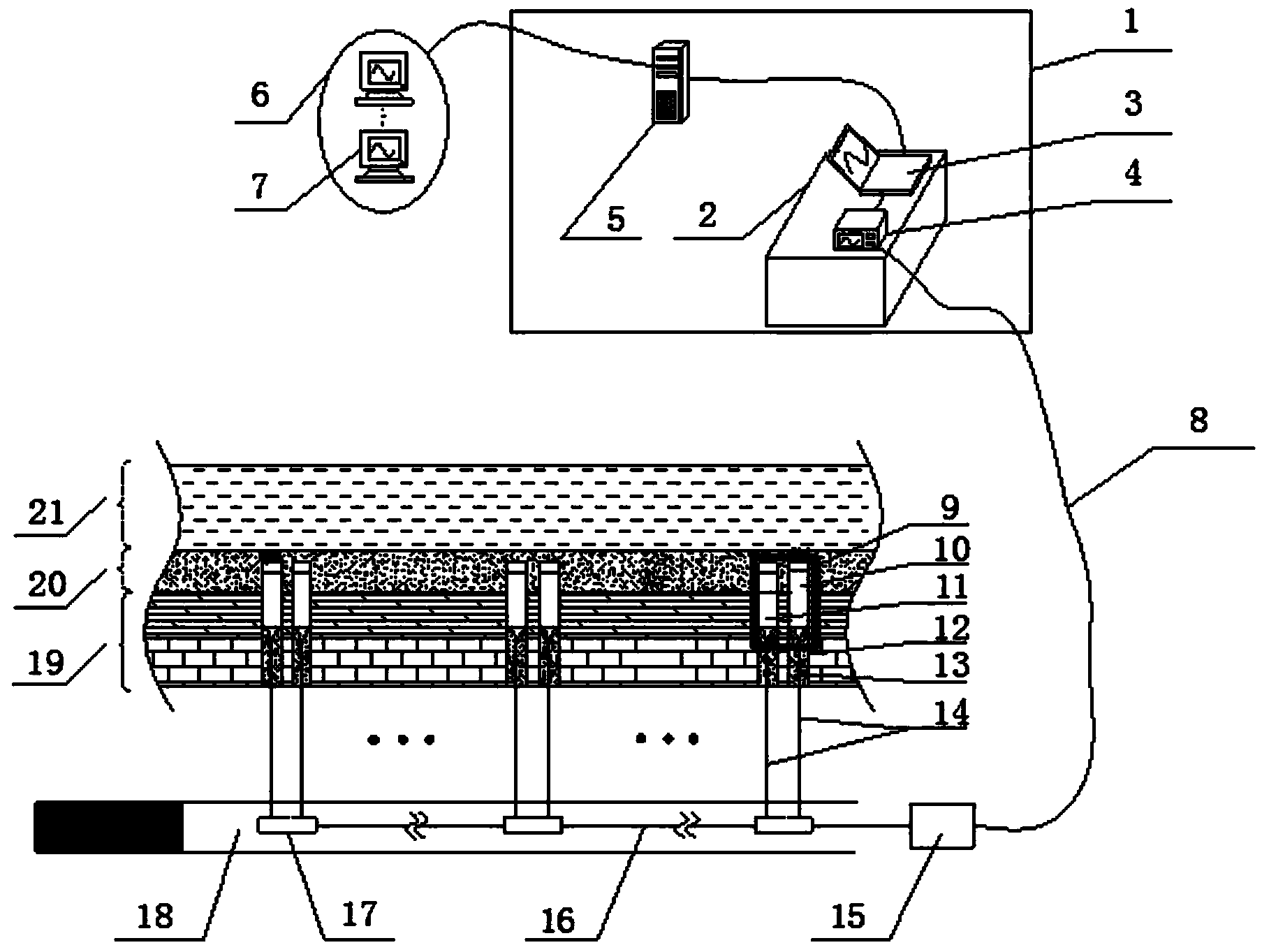 Coal mine top plate aquiclude stability monitoring system based on fiber Bragg grating and monitoring method