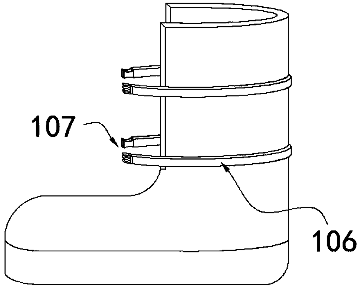 Lower limb restraining and protecting device for facilitating rehabilitation of mental patients