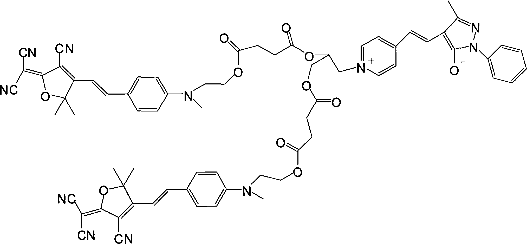 Neutral-amphiprotic bond-connection type second order nonlinear optics chromogen and synthesizing process thereof