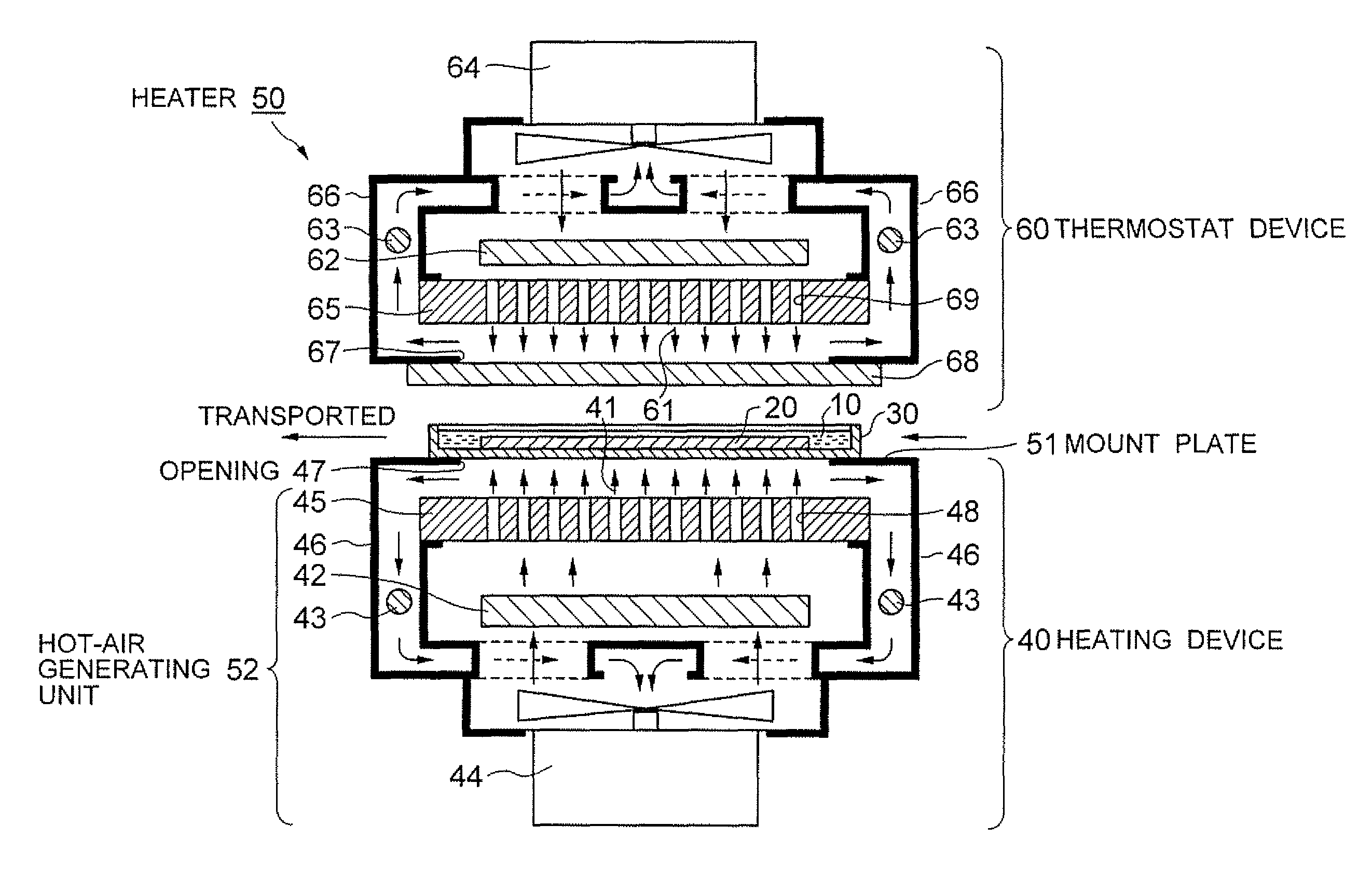 Heater, reflow apparatus, and solder bump forming method and apparatus