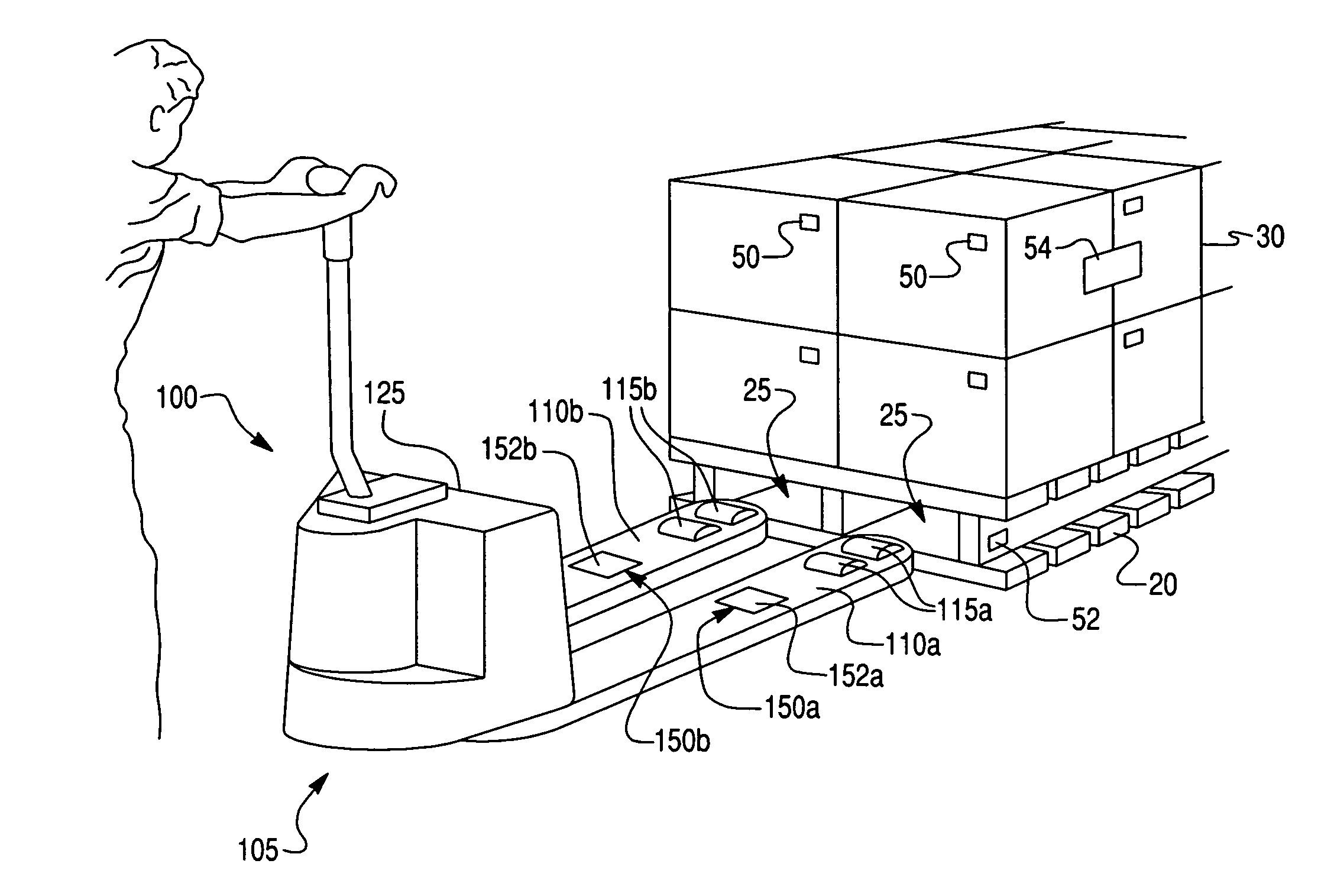 Pallet jack antenna for RFID system