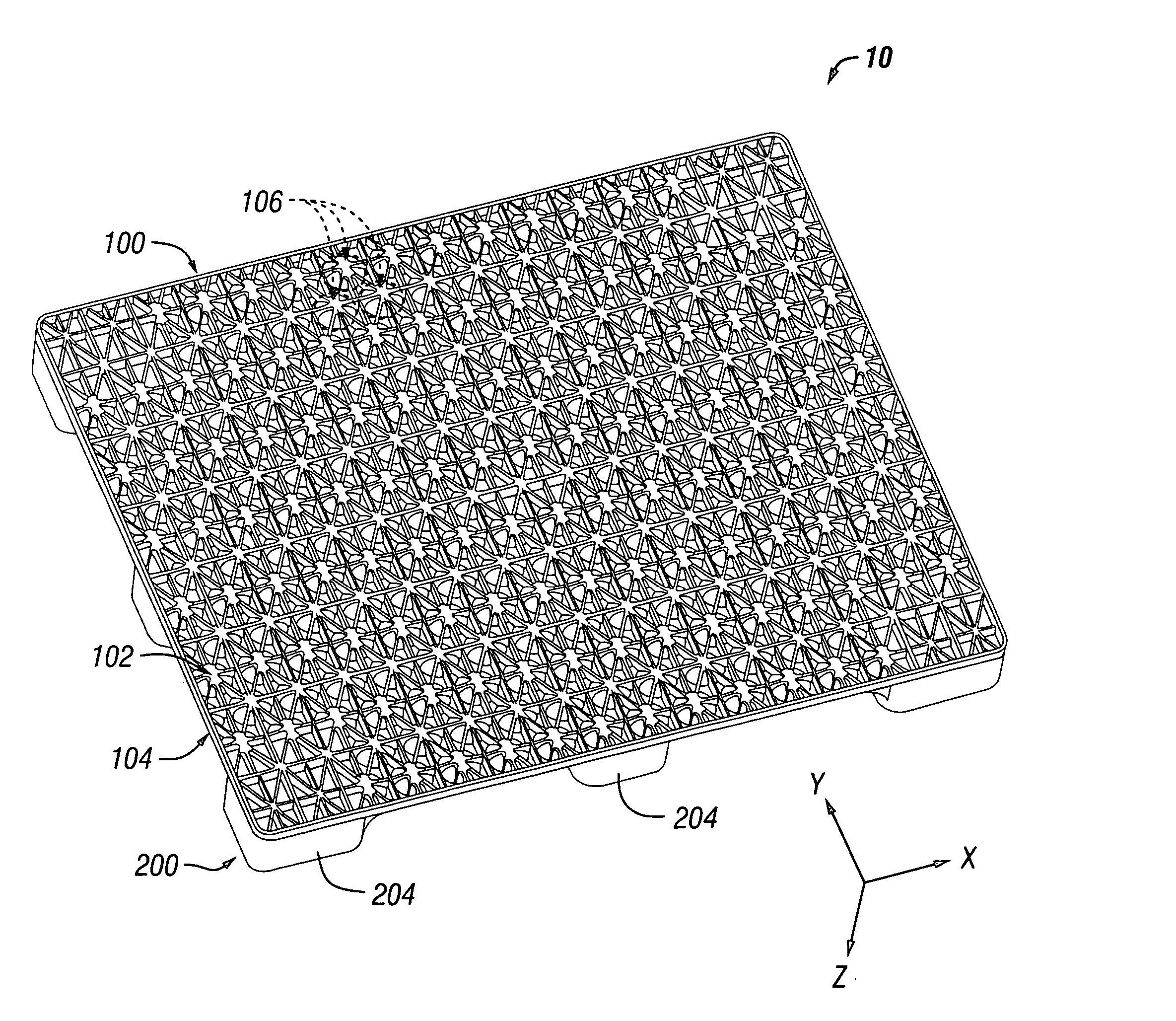 Rackable composite shipping pallet for transporting and storing loads