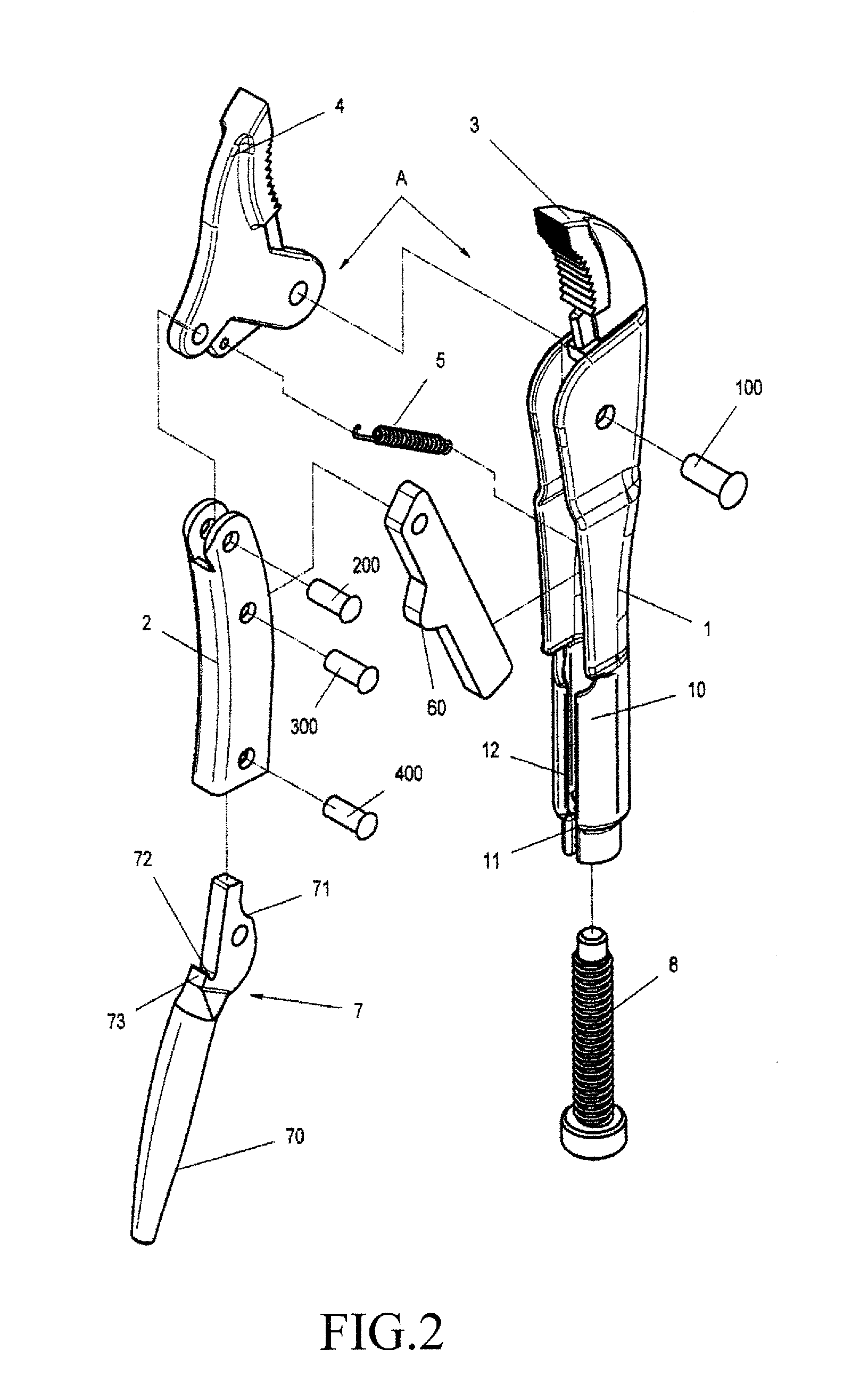 Simple structure of locking pliers for releasing and opening handles and jaws through fast and direct pulling