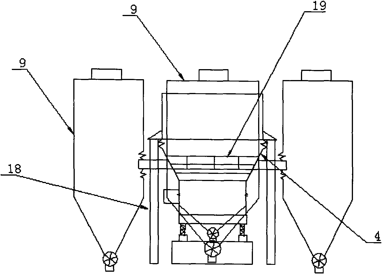 Vibrational fluidized bed device for controlling humidity and grading coking coal and fluidizing process thereof