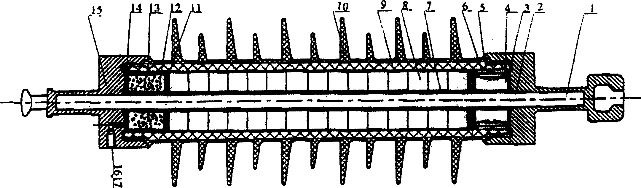 Composite protective cover insulator lightning arrester and producing method thereof