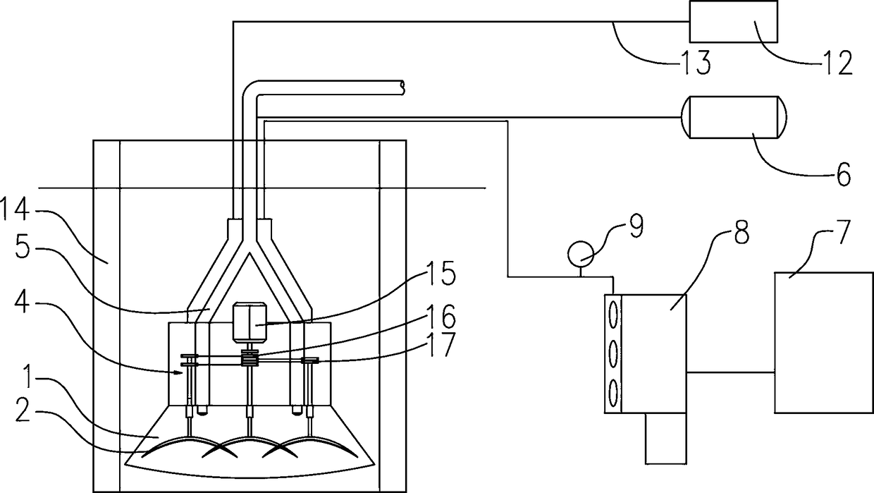 Open caisson underwater efficient soil taking platform device used under complicated geological conditions