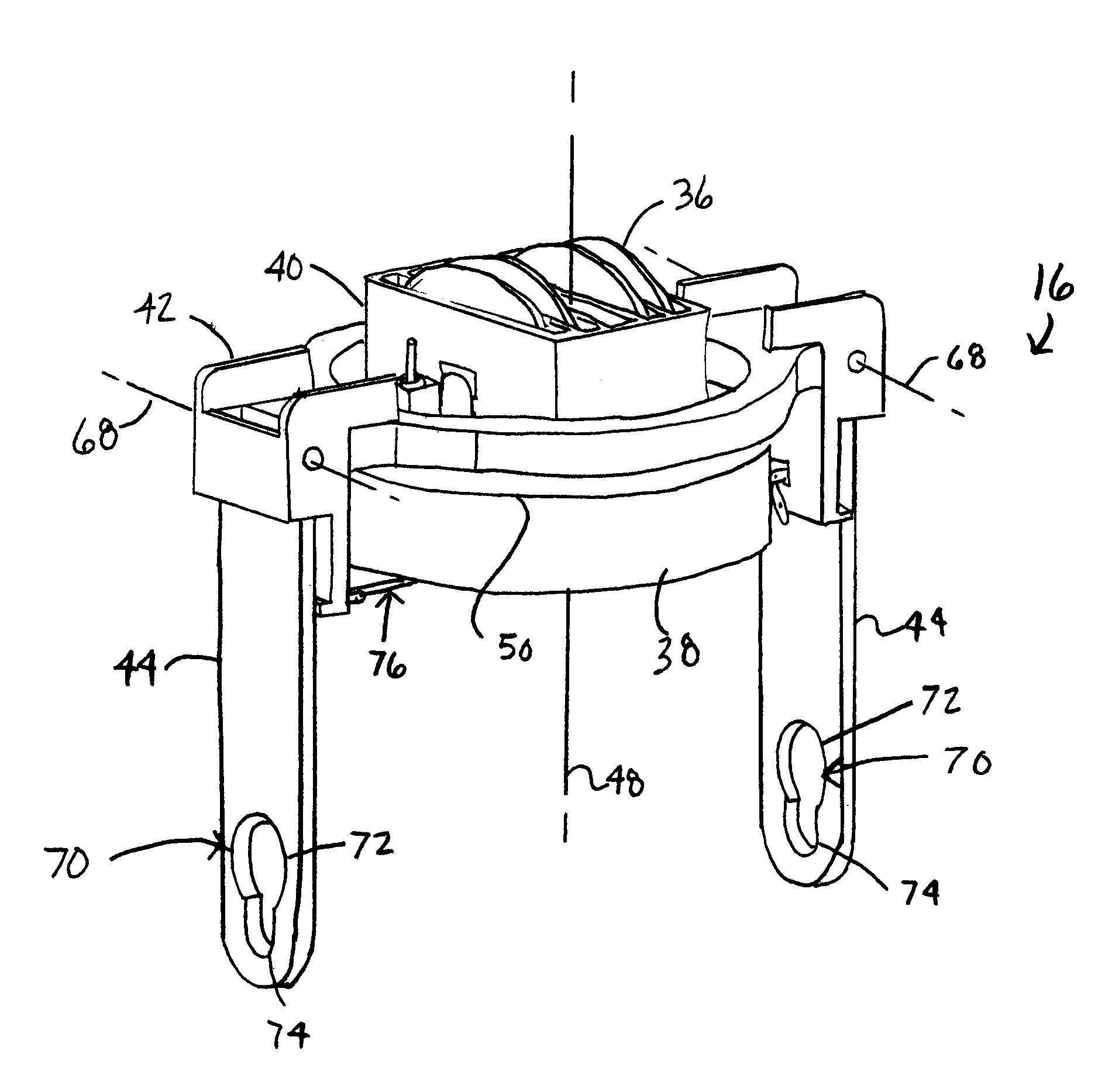 Bottom block assembly with pivoting trunnion paddles