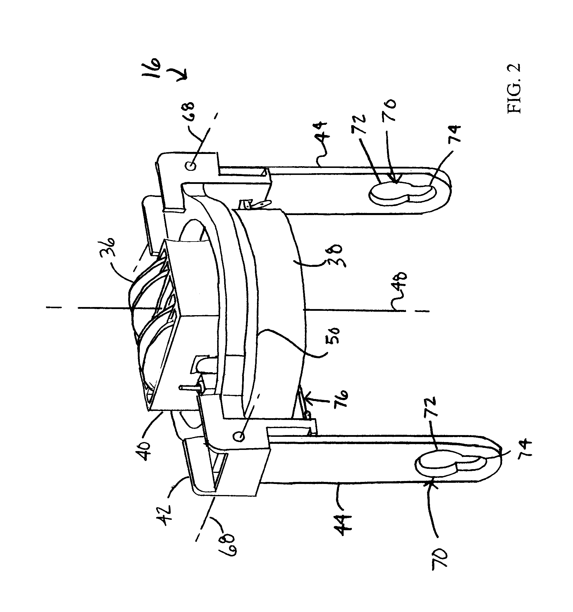 Bottom block assembly with pivoting trunnion paddles