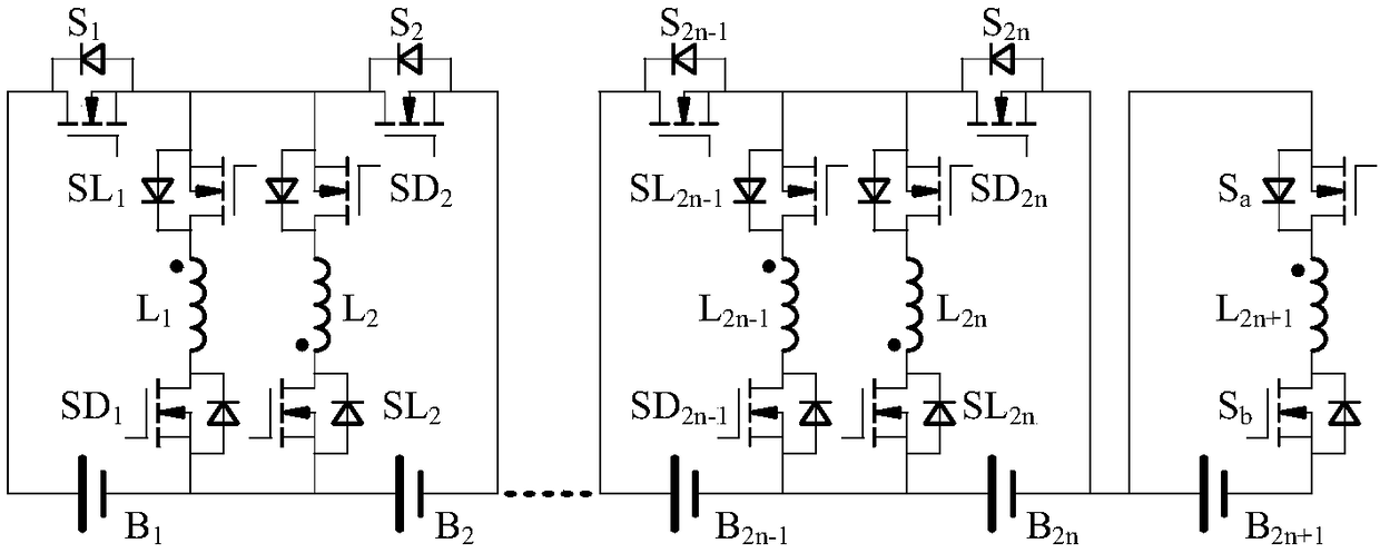 Device and method for equalizing series energy storage with point-to-point path