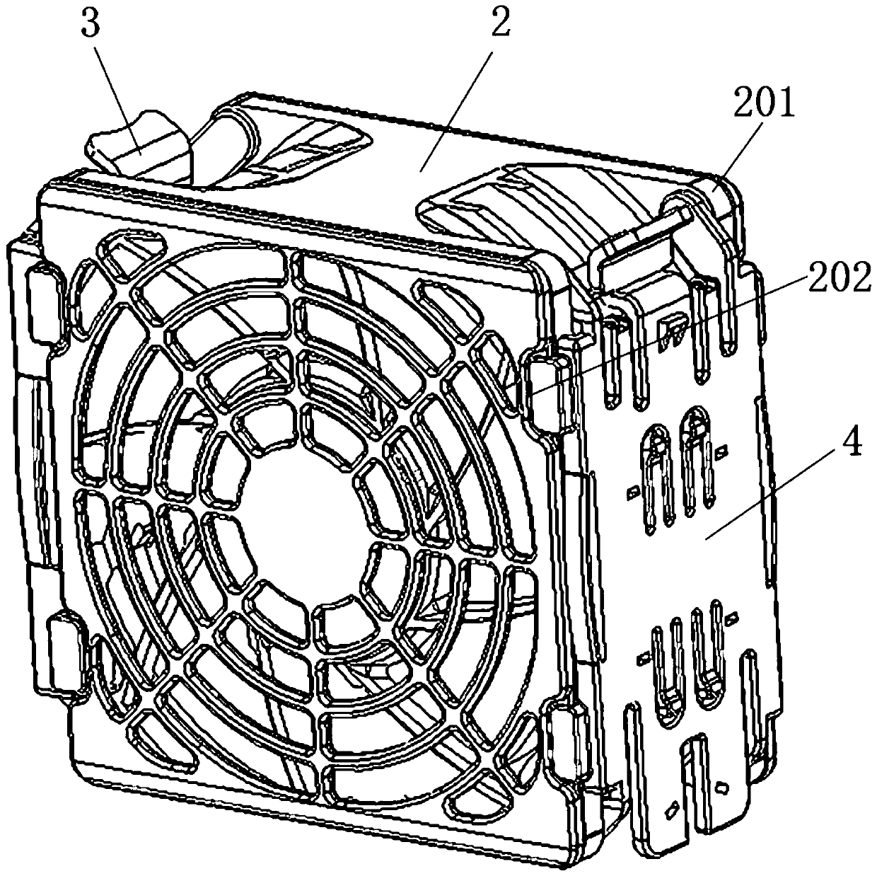 Server and fastening-free modular heat dissipation device easy to disassemble and assemble