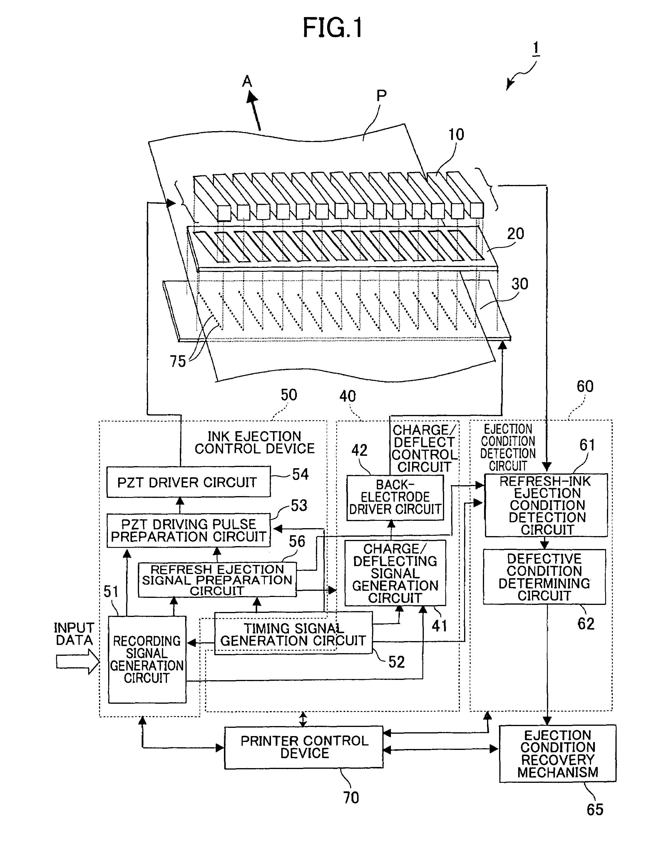 Detection device for detecting ejection condition of nozzles