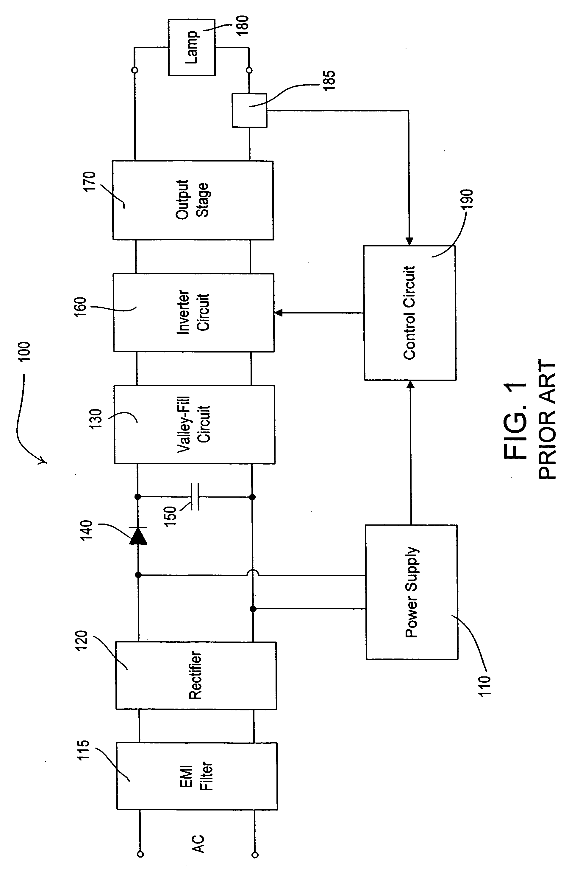 Electronic ballast having a flyback cat-ear power supply