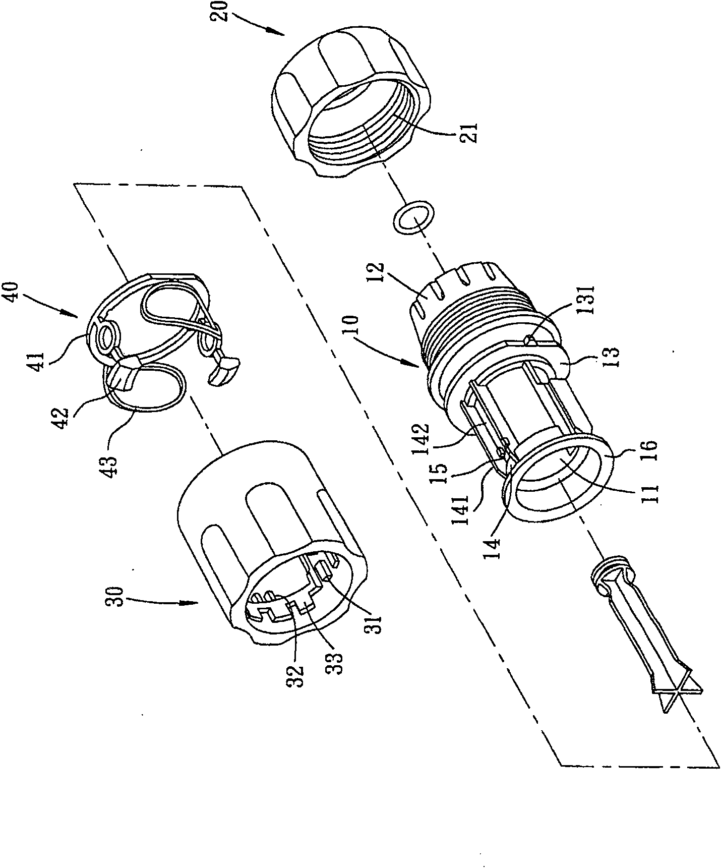 Gardening current connector structure