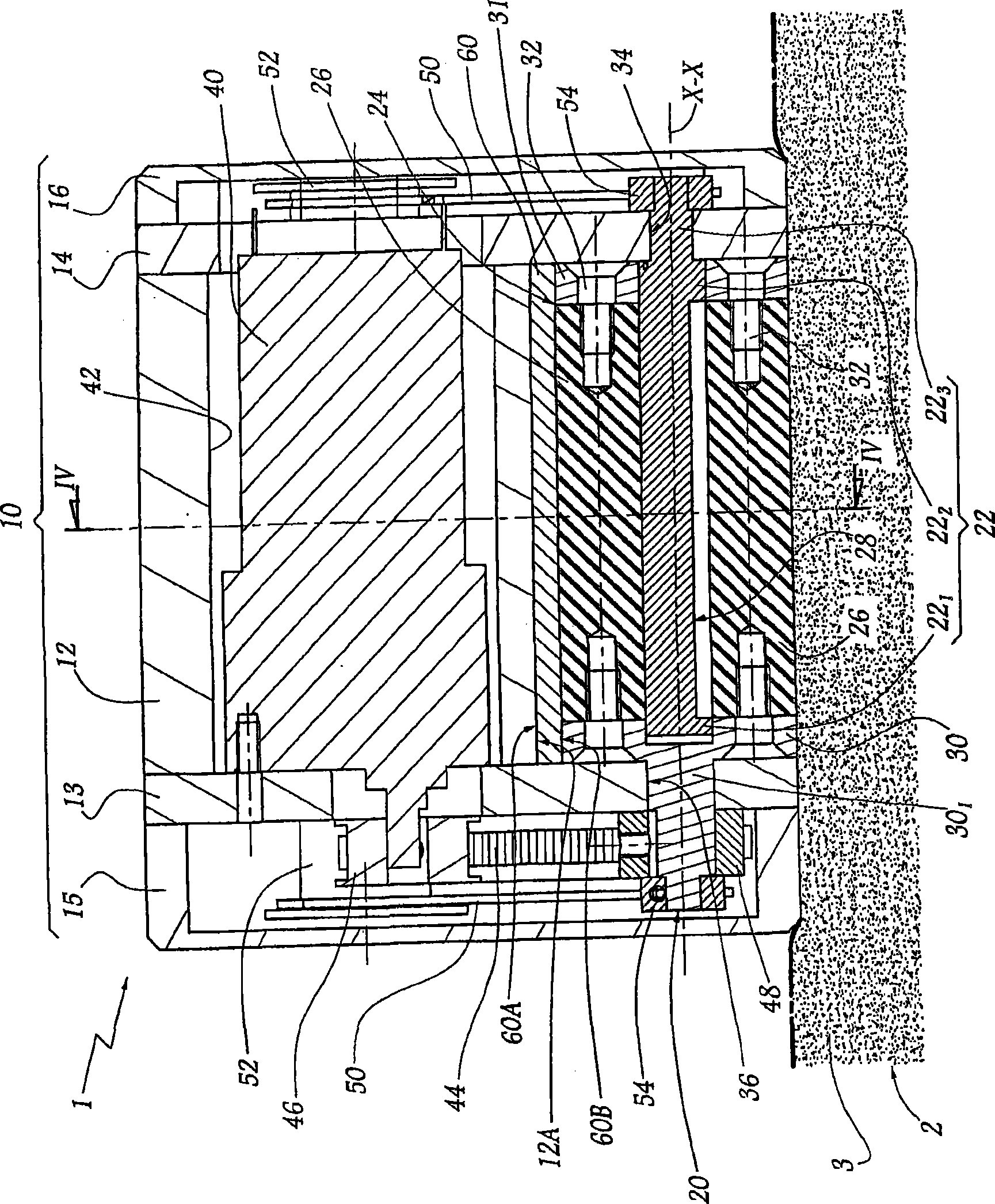 Device for treating, in particular massaging, the connective tissue of the skin