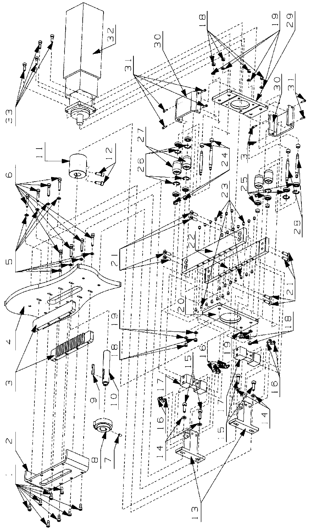 A rotary reciprocating motion device based on gear meshing and direction change