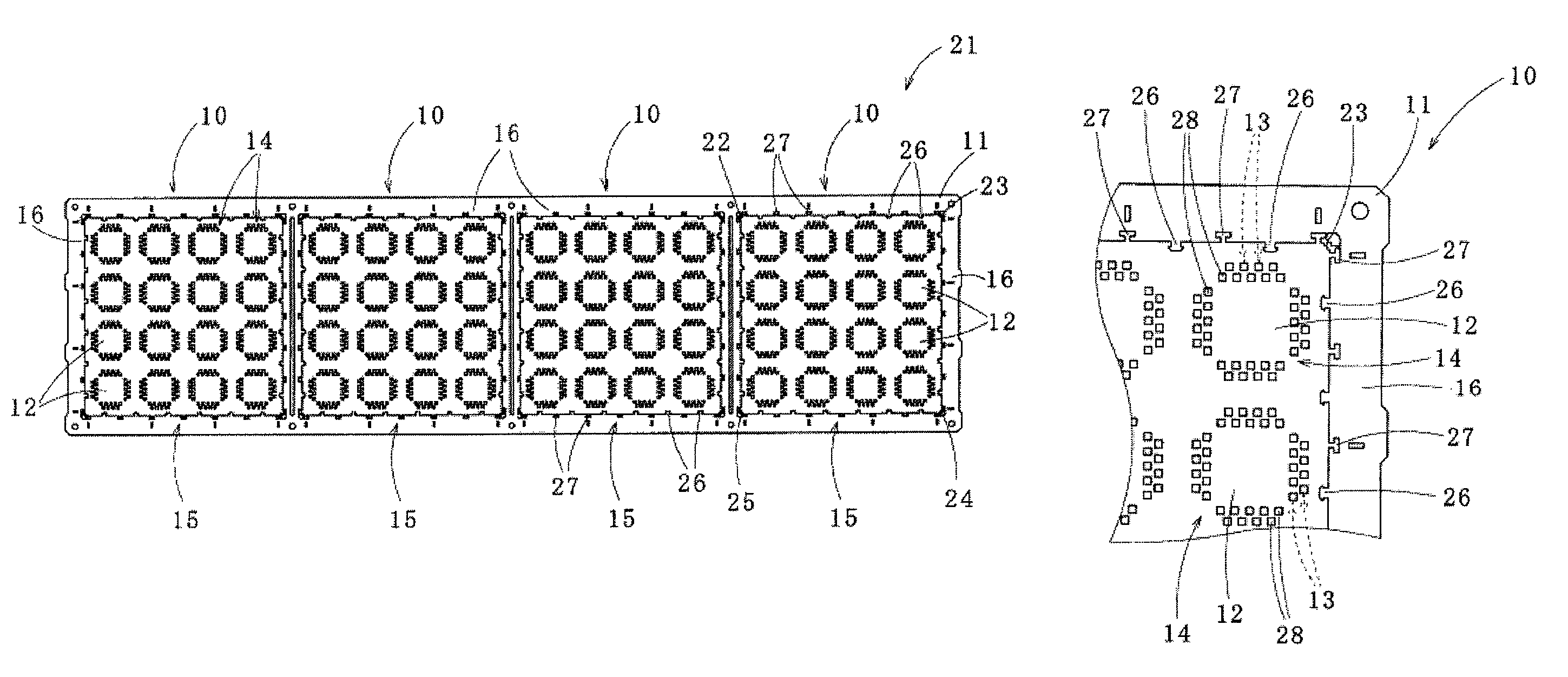 Lead frame and intermediate product of semiconductor device