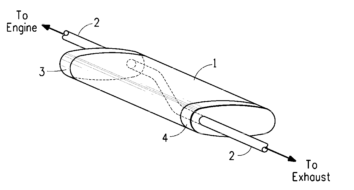 Mufflers with polymeric bodies and process for manufacturing same