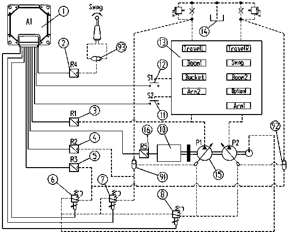 Novel excavator current-limiting control system