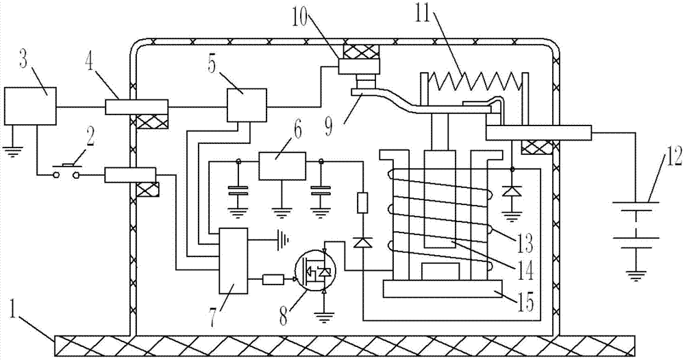 Normally-closed type power supply main switch device and automatic power off method of automatic short circuit