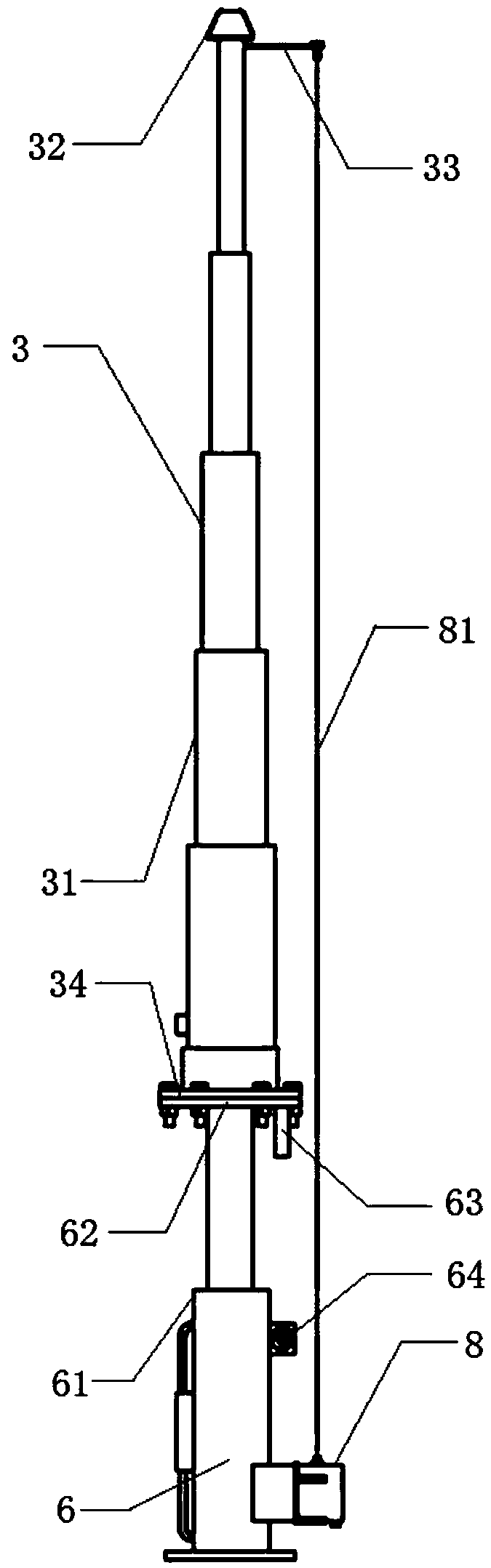 Large stroke combined type hydraulic jacking oil cylinder