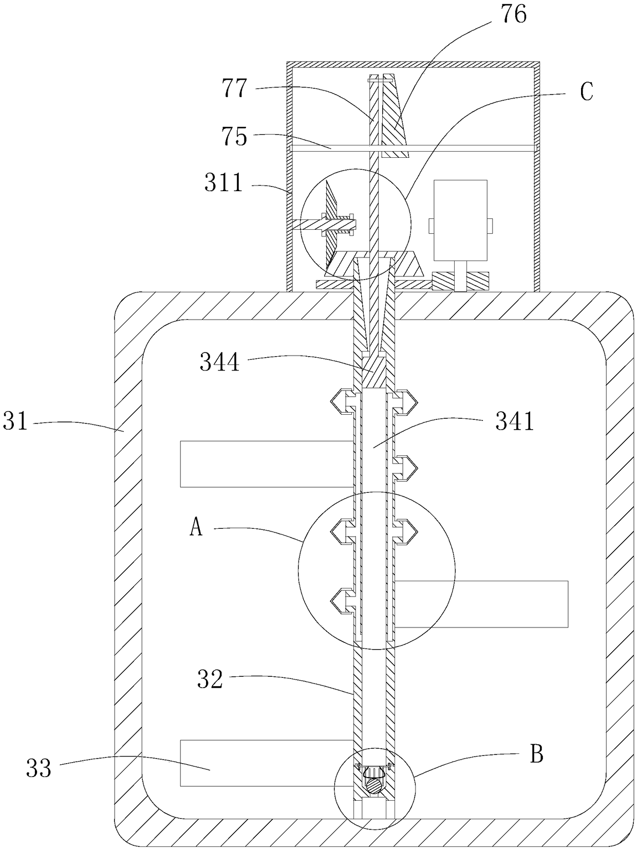 Mixing device for preparation of artworks by re-processing of solid wastes