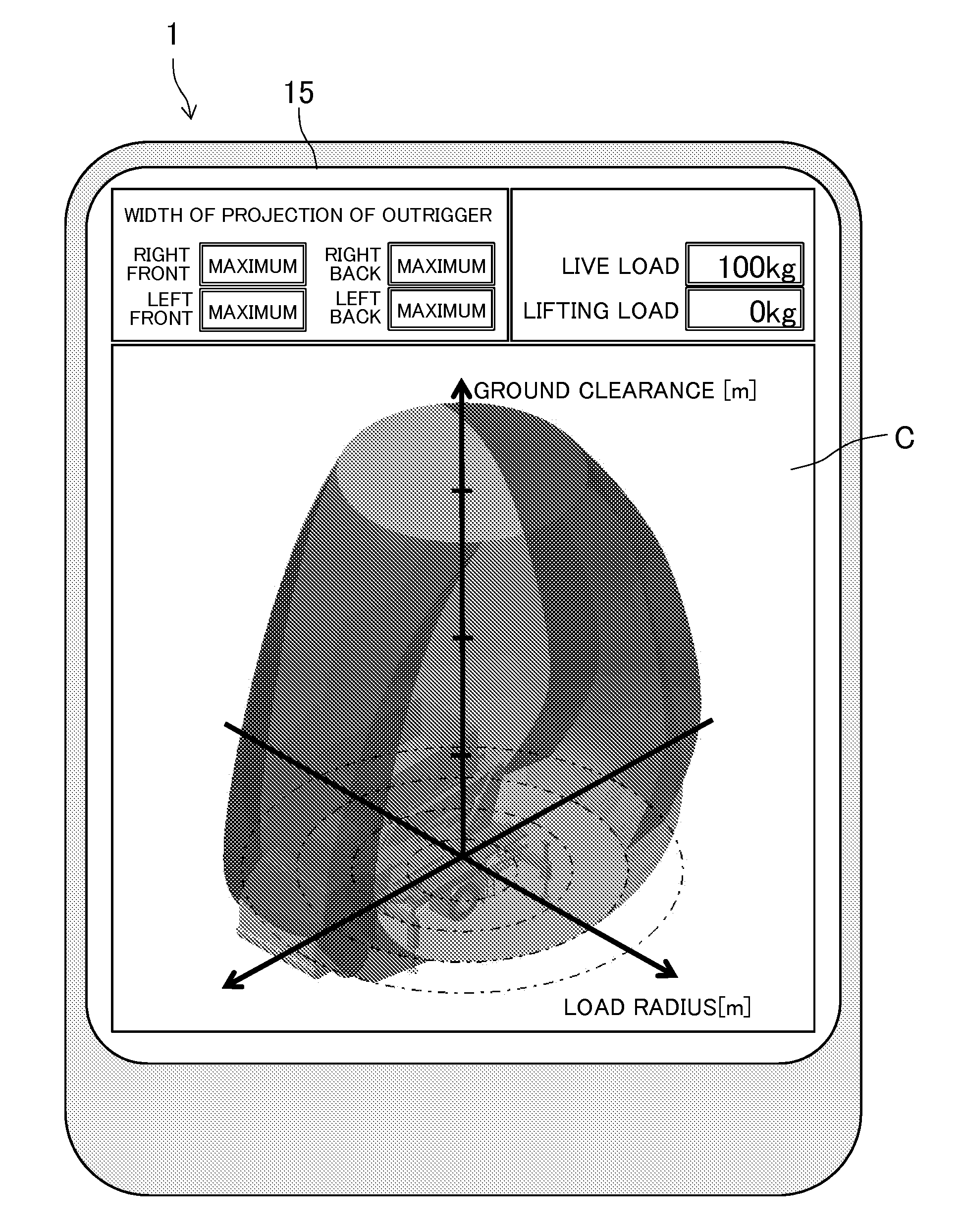 Working range diagram and working range diagram-display apparatus