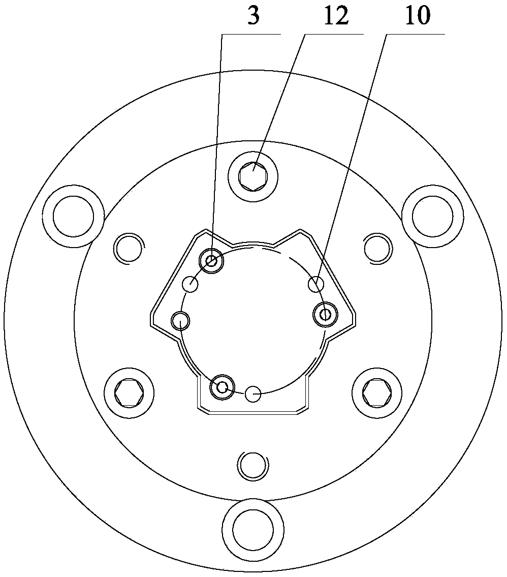 Expander device for secondary positioning of three-pin shaft fork