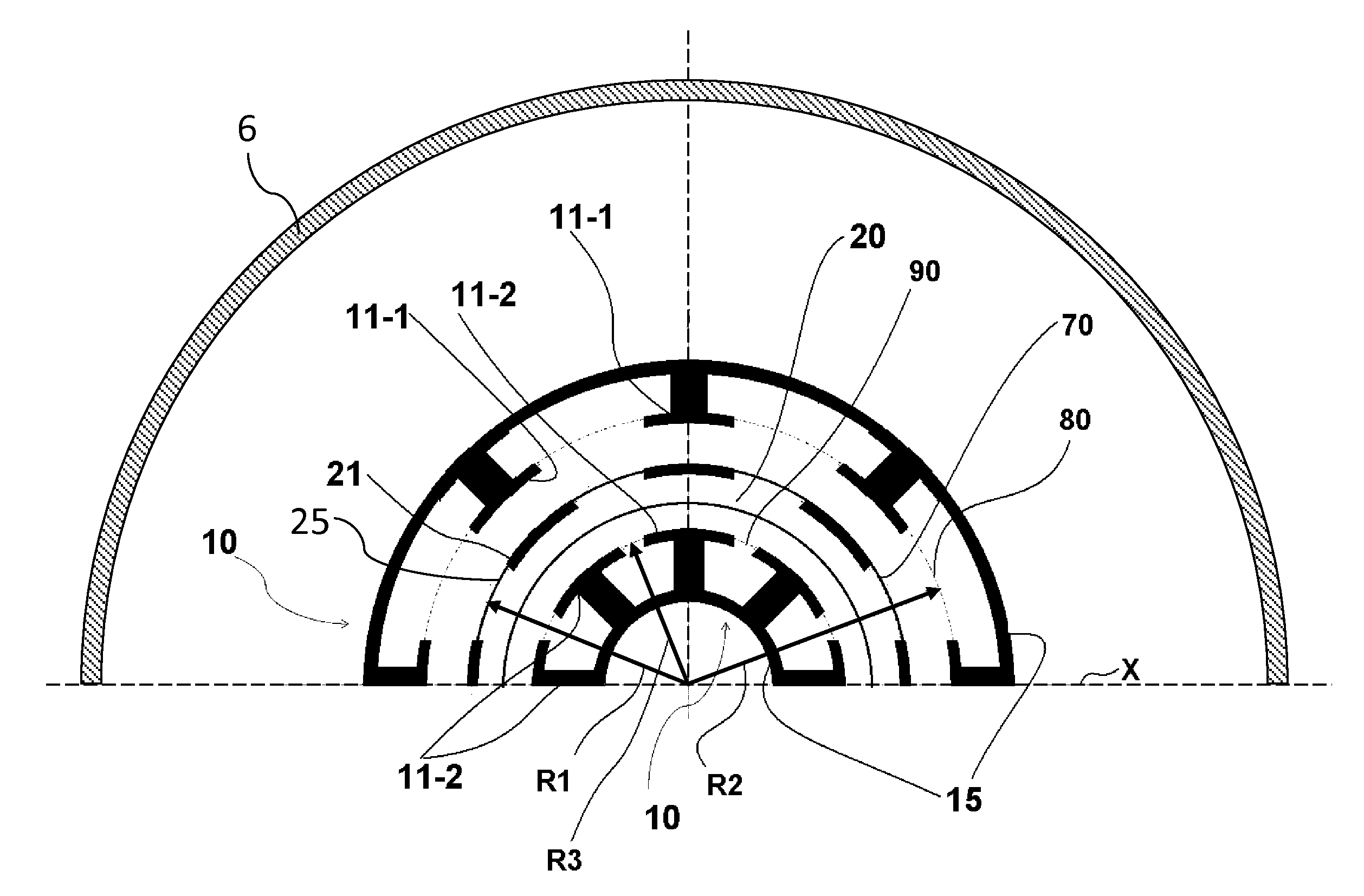 Variable rotating capacitor for synchrocyclotron