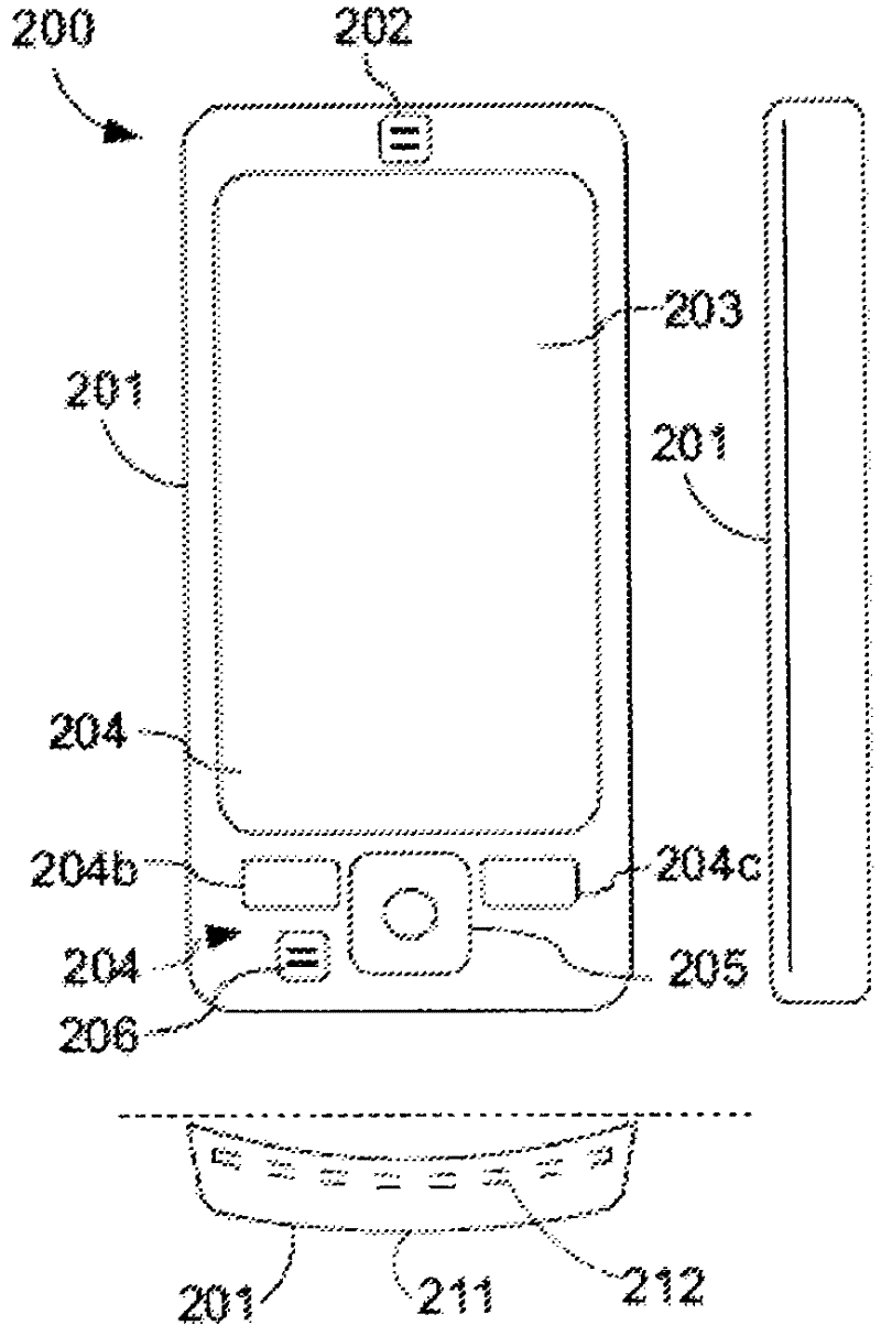 Device with retracted front face