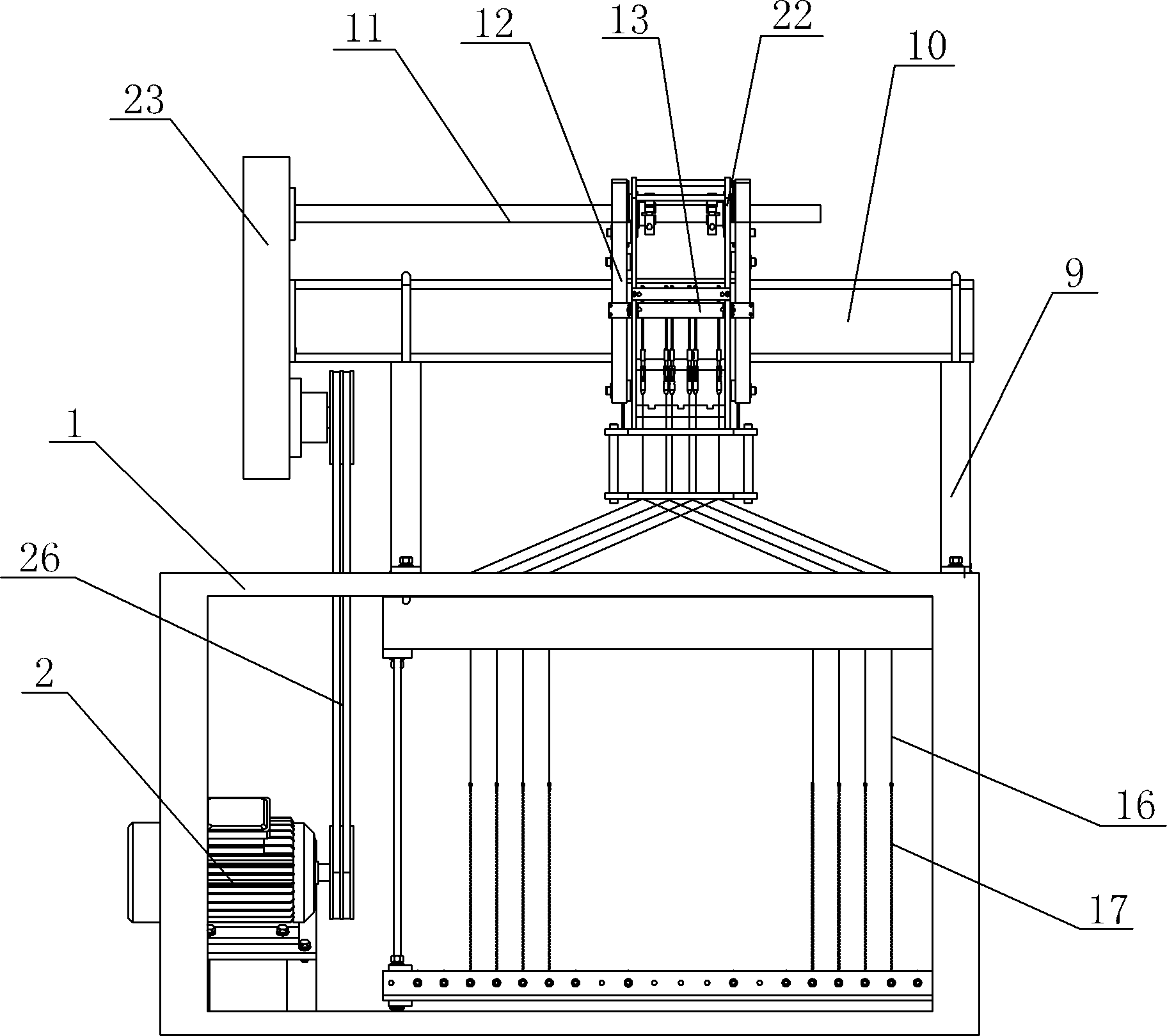 Through silk thread installing mechanism on through silk thread spring testing device