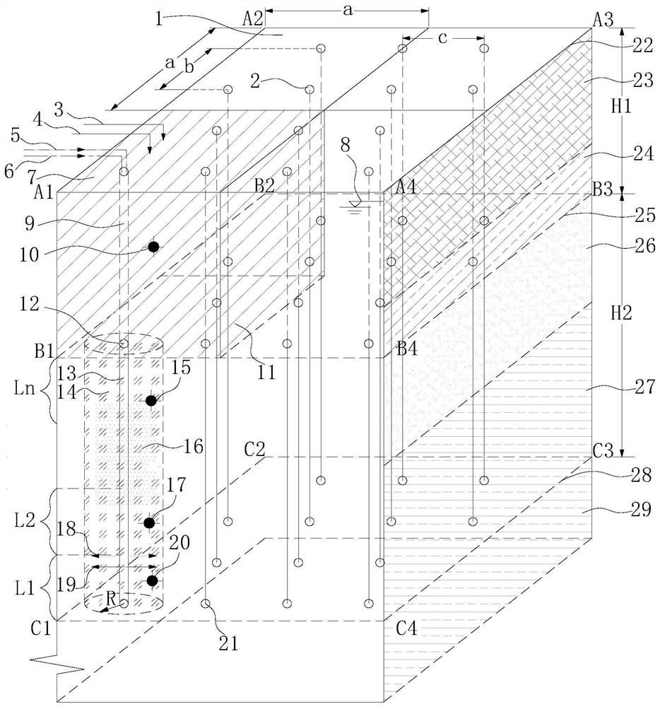 A combined in-situ restoration method of soil and groundwater with high-pressure rotary spraying and shallow mixing