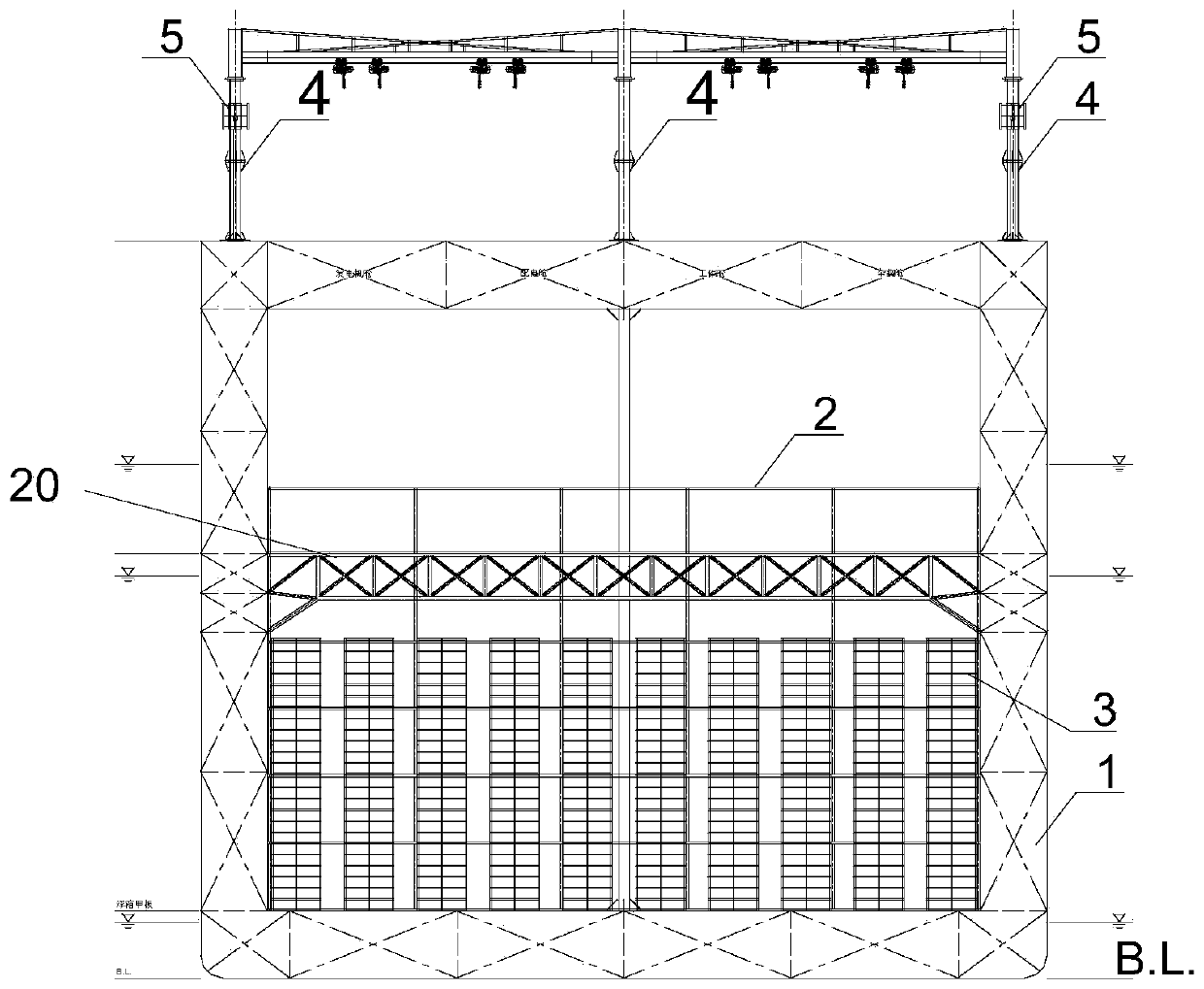 Offshore semi-submersible type deep water abalone breeding platform capable of resisting typhoon and avoiding red tide