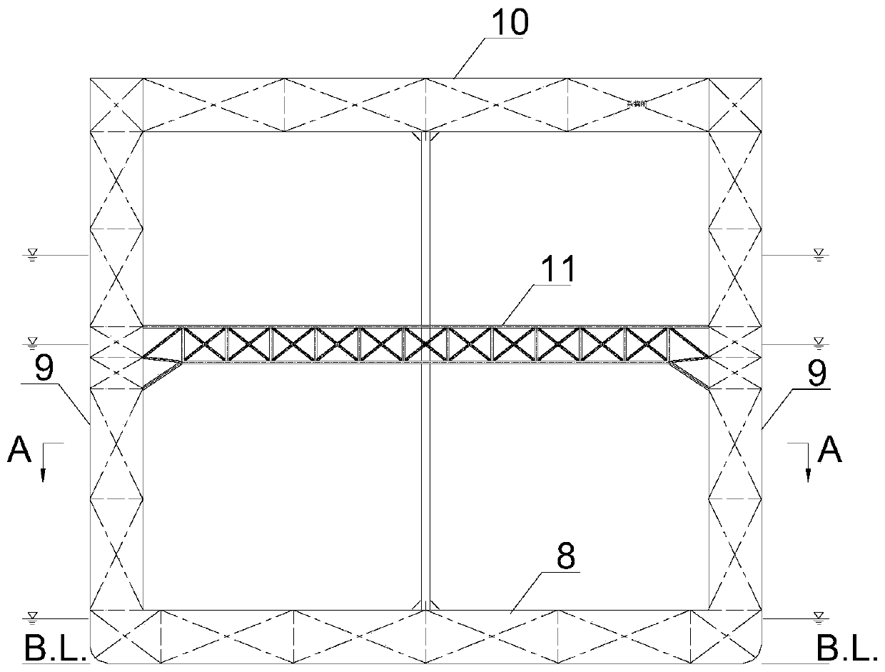 Offshore semi-submersible type deep water abalone breeding platform capable of resisting typhoon and avoiding red tide