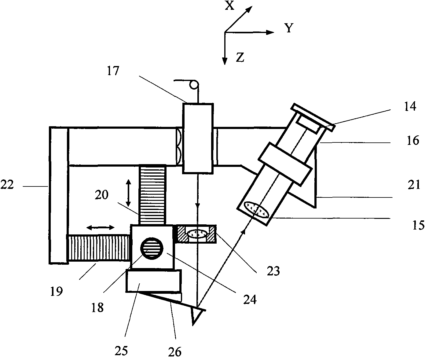 Method and device for large-range and high-resolution atomic force micro detection for large sample