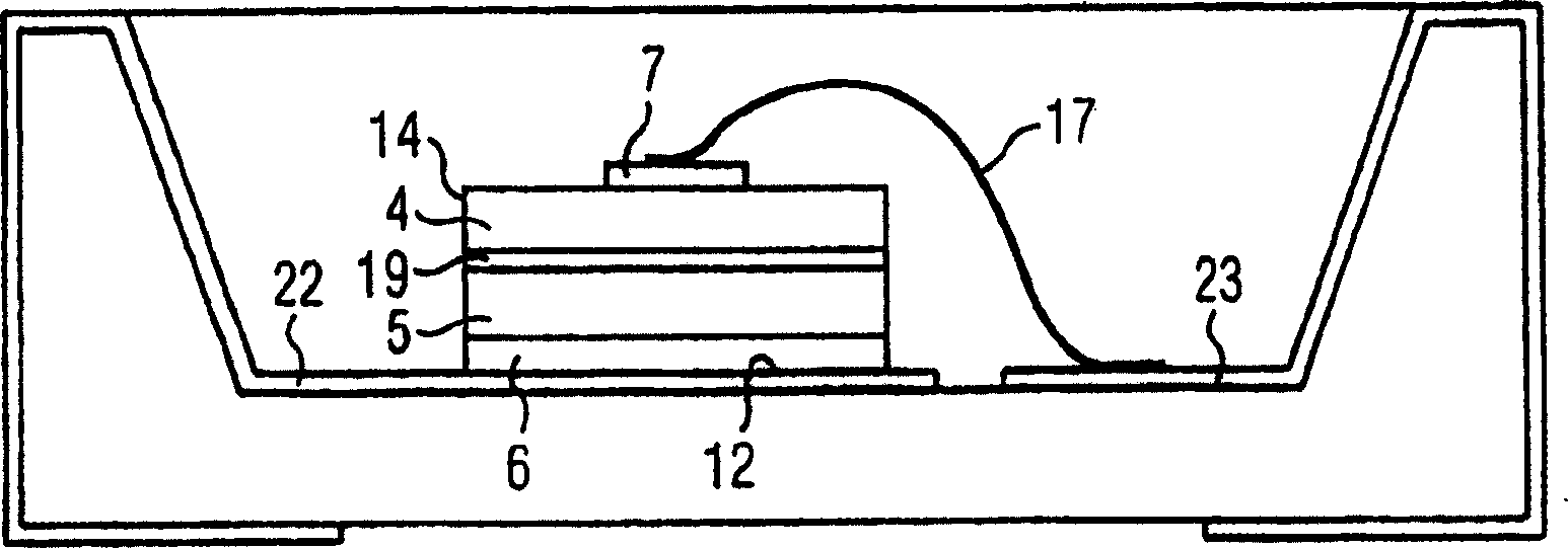 Light-emitting-diode chip comprising sequence of gan-based epitaxial layers which emit radiation, and method for producing same