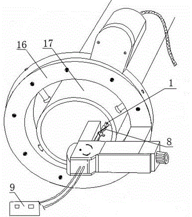 Double-metal mechanical composite pipe end inner wall surfacing device