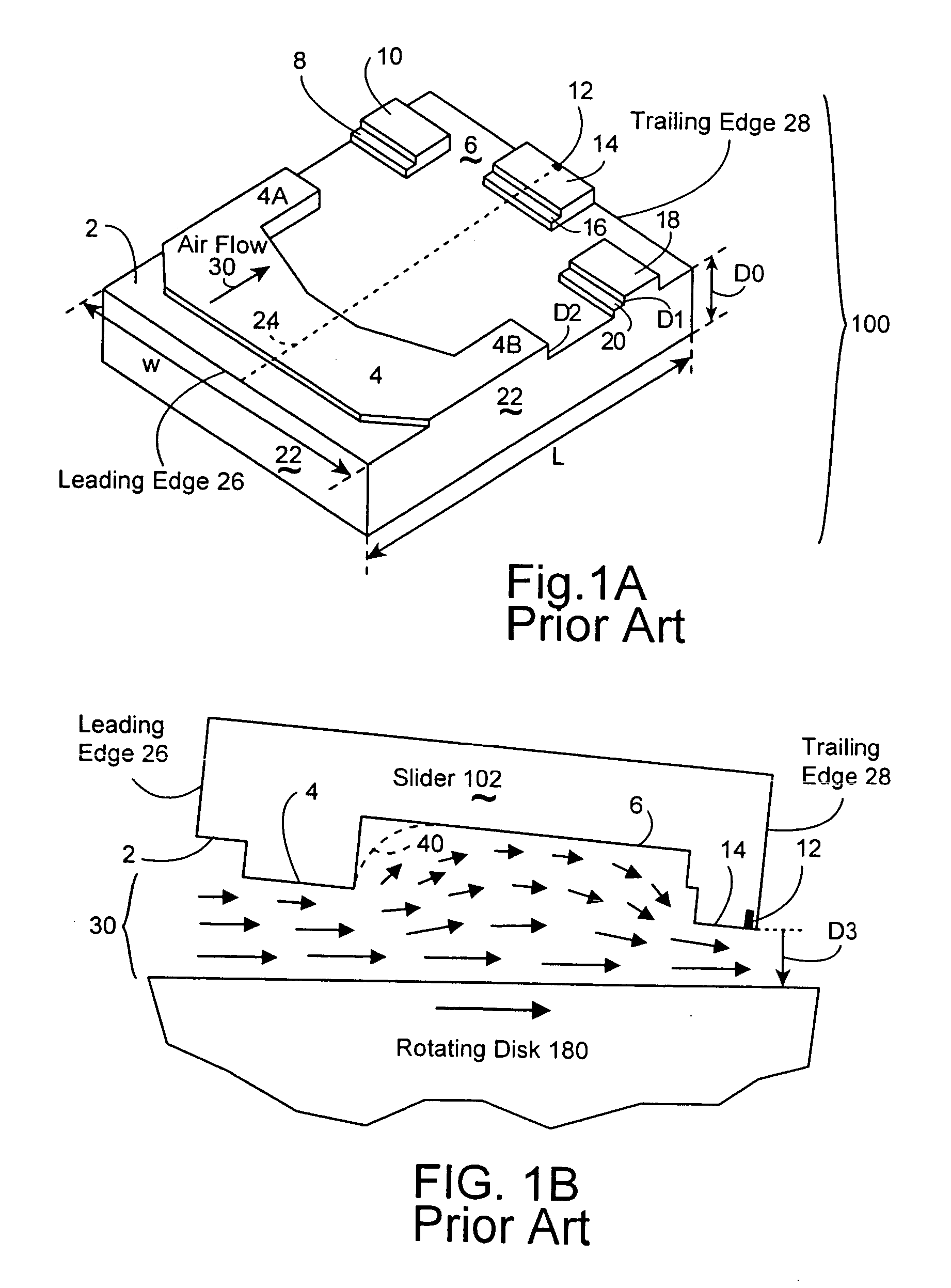 Method and apparatus supporting a slider having multiple deflection rails in a negative pressure pocket for a hard disk drive